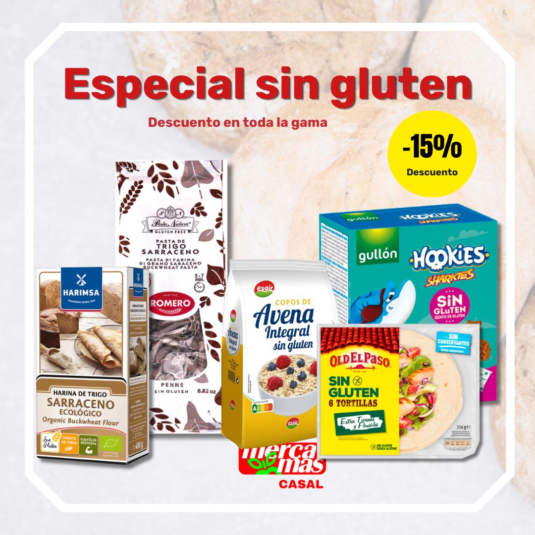 Especial sin gluten con descuento en productos sin gluten en Mercamás Casal