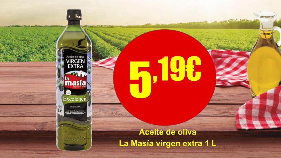 Oferta de aceite de oliva La Masía virgen extra 1 litro en Mercamás Casal