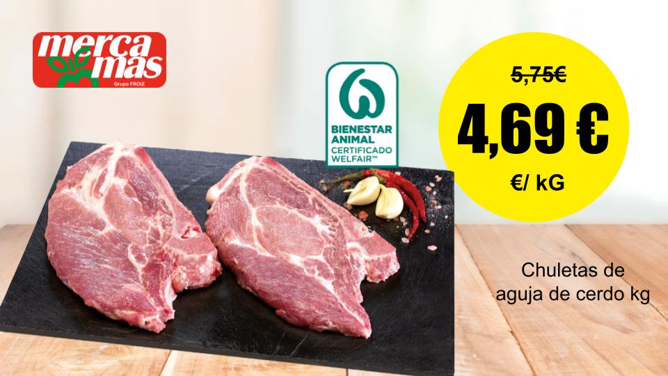 Oferta de chuletas de aguja de cerdo en Mercamás Casal