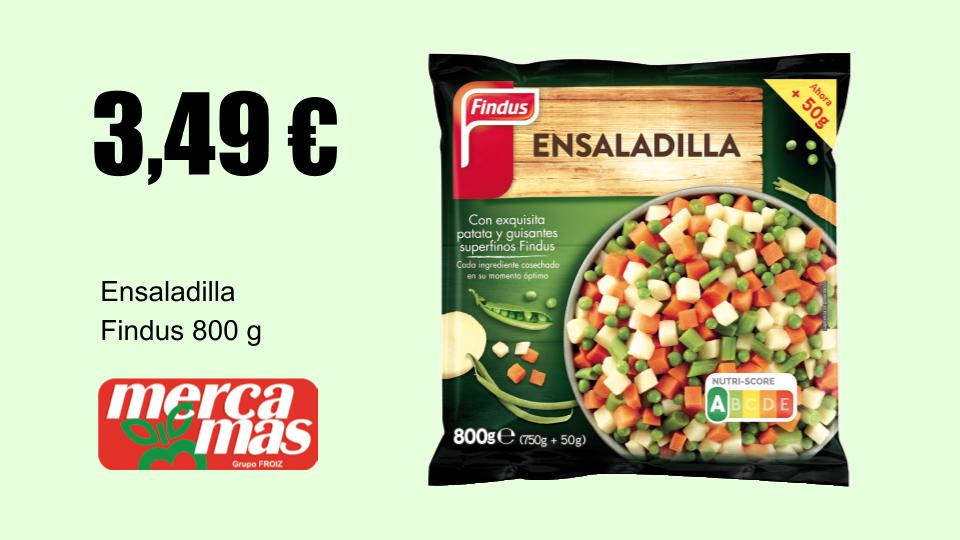 Oferta de ensaladilla Findus 800 gramos en Mercamás Casal