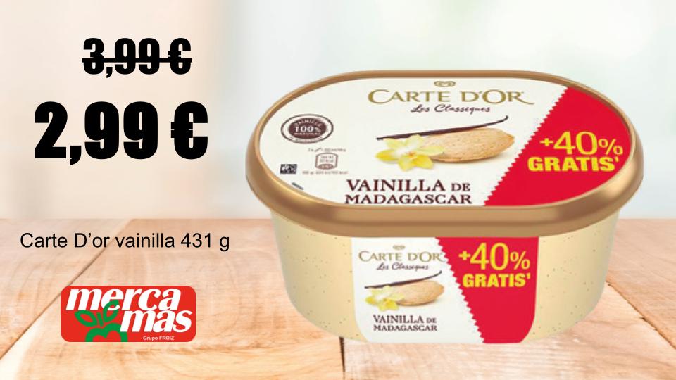 Oferta de helado Carte D’Or vainilla en Mercamás Casal