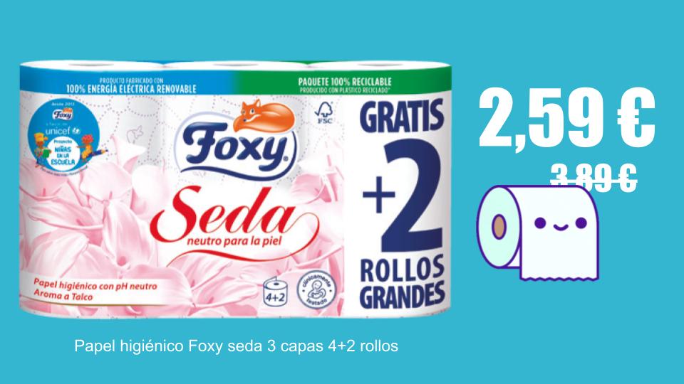 Oferta de papel higiénico Foxy Seda 3 capas en Mercamás Casal