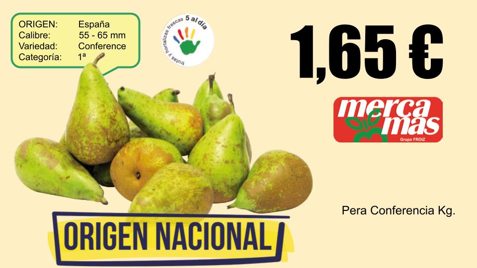 Oferta de pera conferencia origen nacional en Mercamás Casal