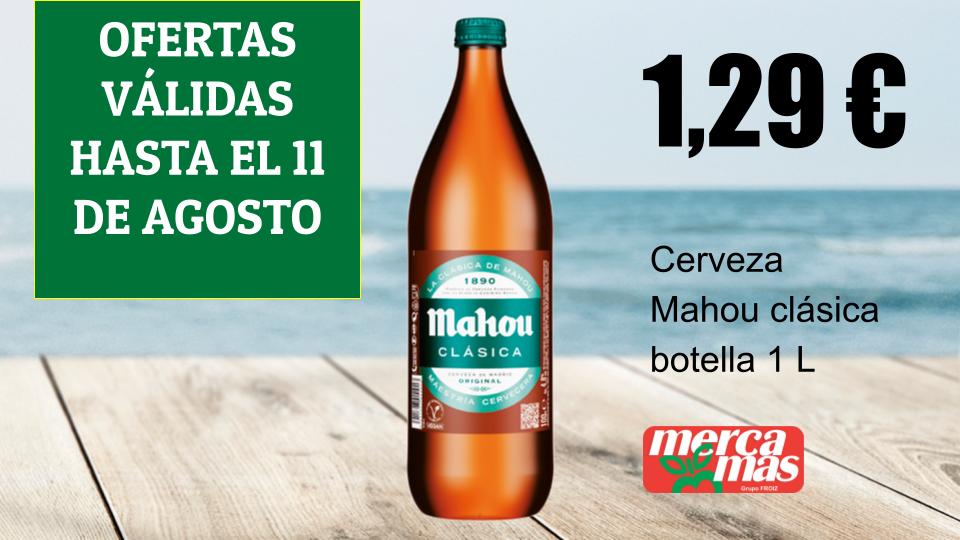 Cerveza Mahou Clásica botella de 1 litro en oferta en Mercamas Casal