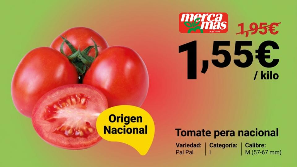 Tomate pera nacional de origen España en oferta en Mercamas Casal