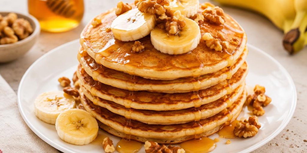 Tortitas de plátano caseras con nueces y miel