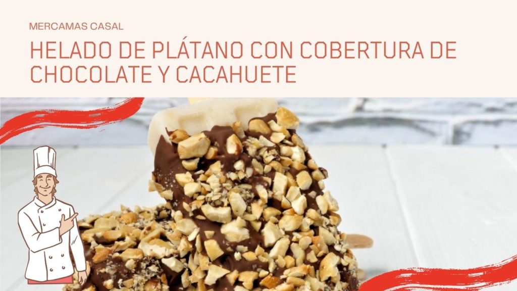 Helado de plátano con cobertura de chocolate y cacahuete