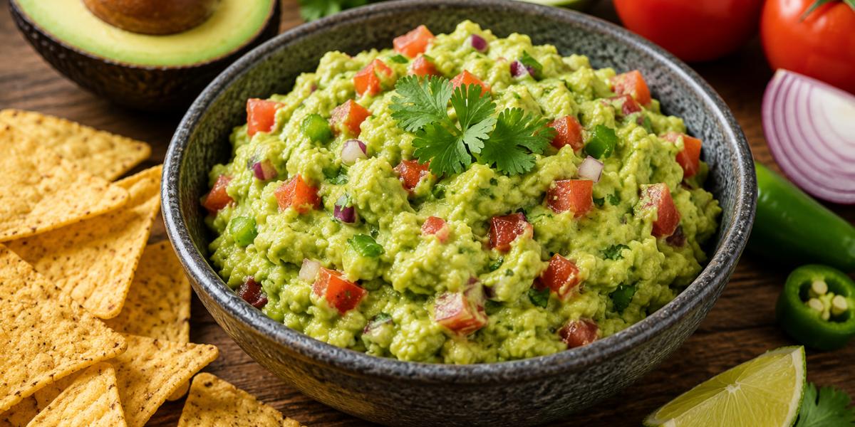 Guacamole casero con nachos y lima estilo mexicano