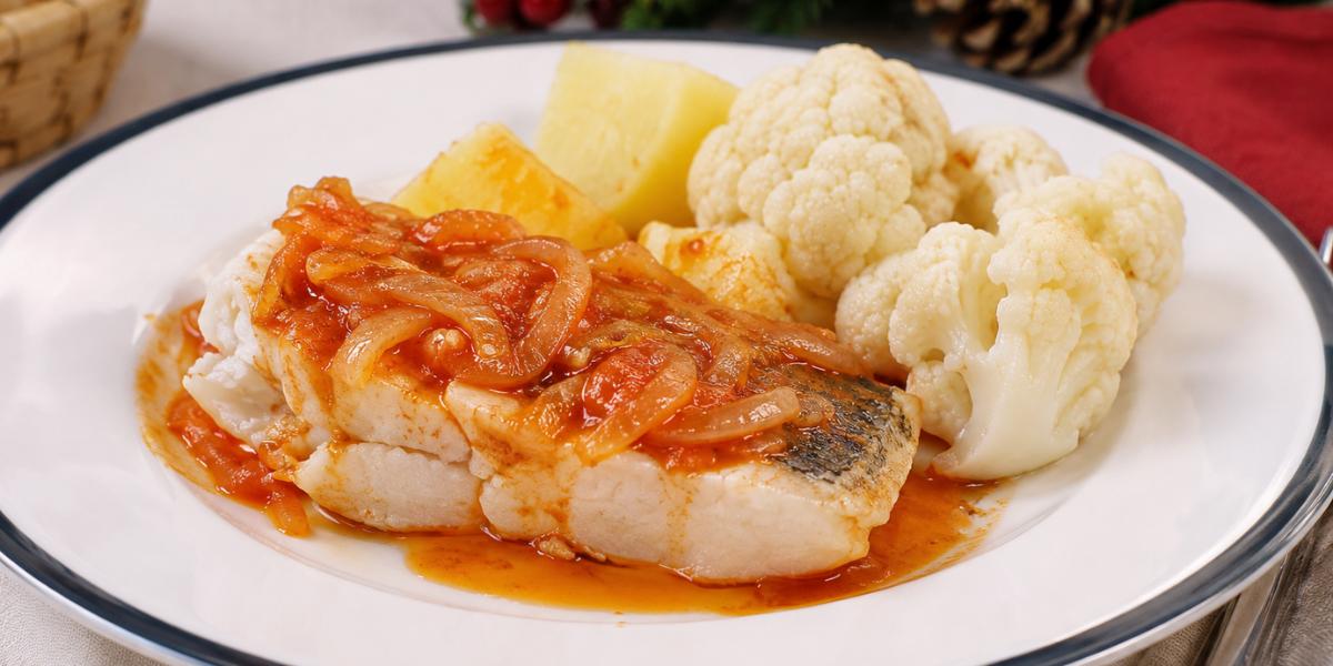 Bacalao con coliflor y patatas acompañado de sofrito gallego