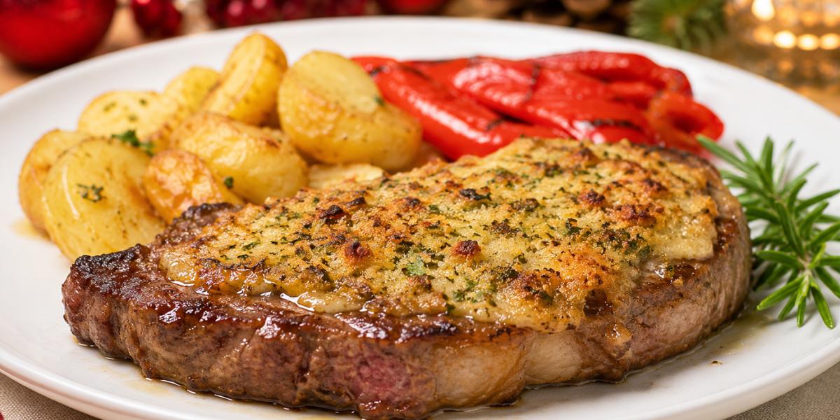 Entrecot de Ternera Gallega gratinado a las finas hierbas con queso y mantequilla