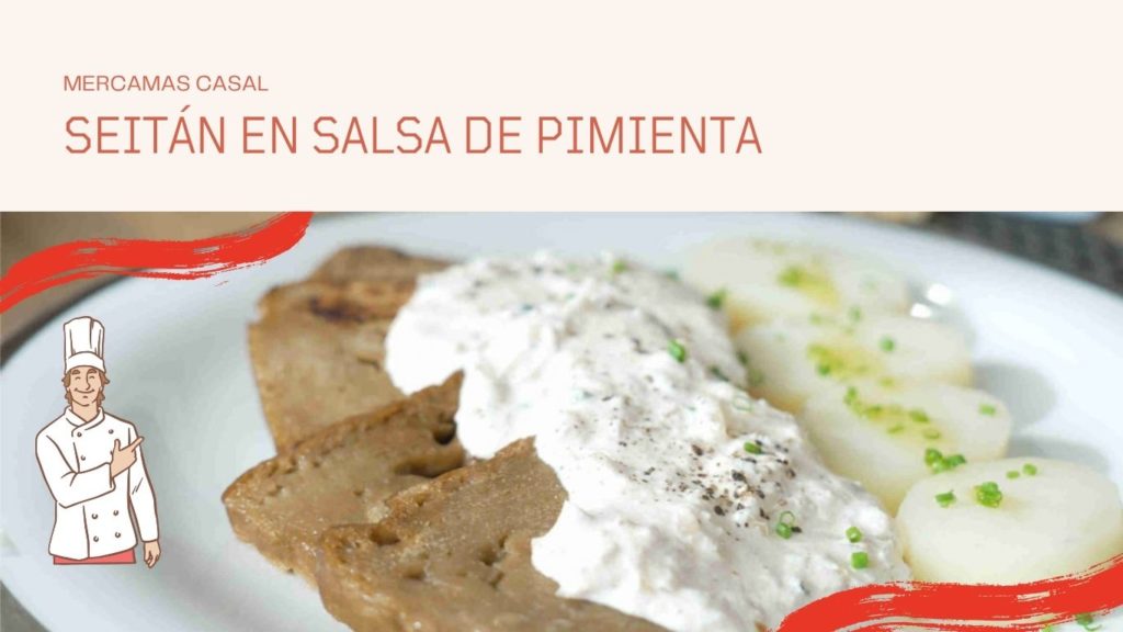 Seitán en salsa de pimienta