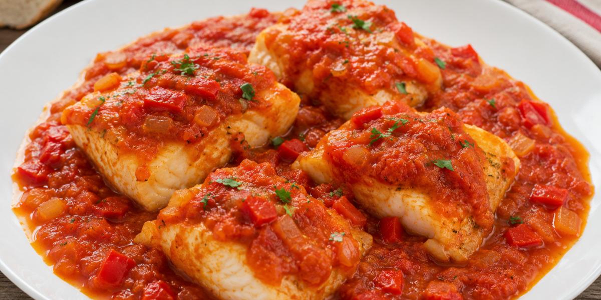Bacalao con salsa de tomate casera