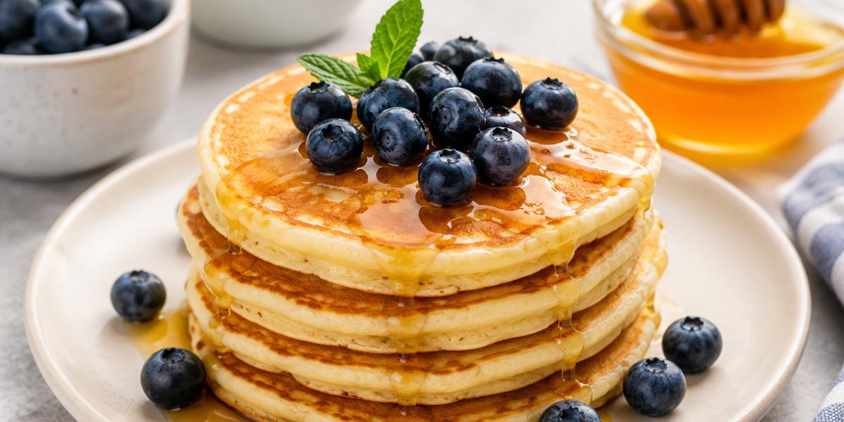 Tortitas caseras con arándanos y miel