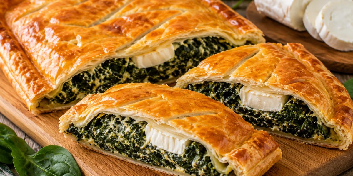 Empanada de hojaldre con espinacas y queso de cabra