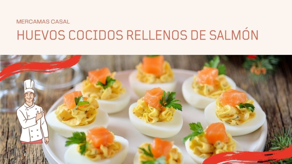 Huevos cocidos rellenos de salmón