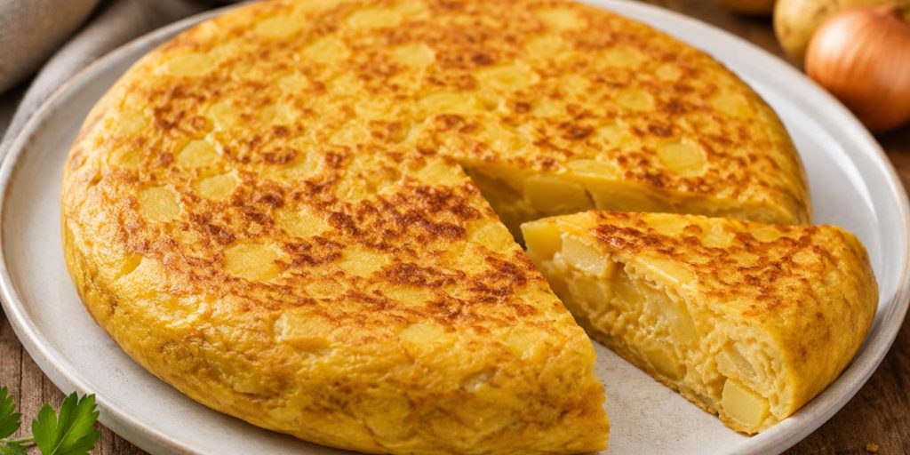 Tortilla de patatas vegana sin huevo casera