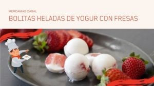 Bolitas heladas de yogur con fresas