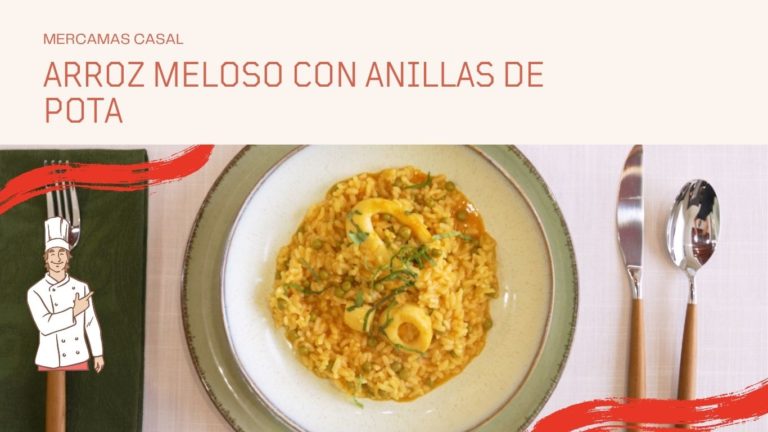 Arroz meloso con anillas de pota