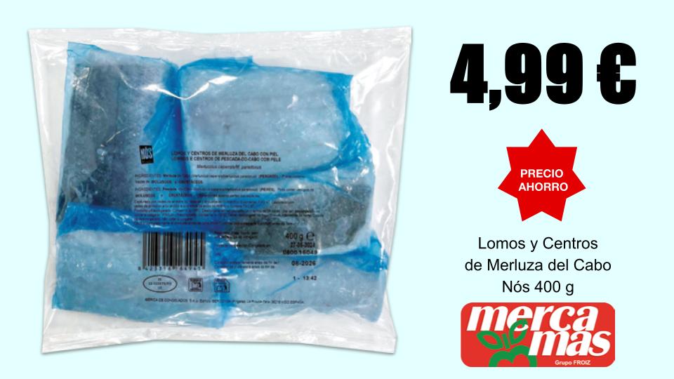 Lomos y centros de merluza del Cabo Nós 400 g en oferta en Mercamas Casal