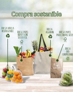 Compra sostenible en Mercamás Casal con bolsas reutilizables y opciones ecológicas en Salvaterra de Miño