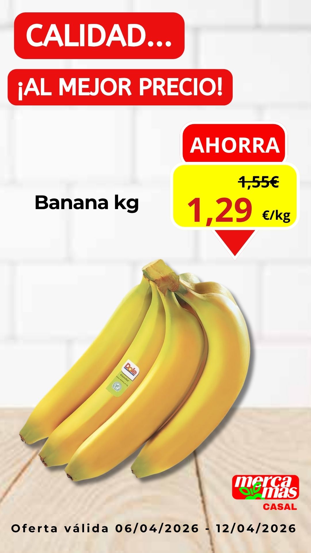 Banana fresca al peso en Mercamás Casal en Salvaterra de Miño