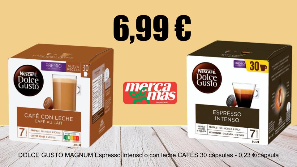 Cápsulas Dolce Gusto café con leche y espresso en oferta en Mercamas Casal