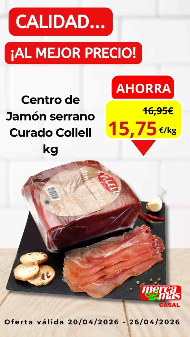Centro de jamón serrano curado Colell en oferta en Mercamás Casal en Salvaterra de Miño