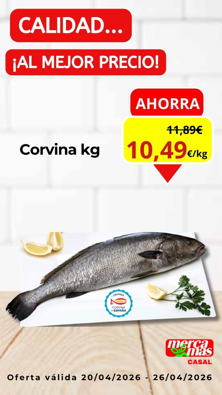 Corvina fresca en oferta en supermercado Mercamás Casal en Salvaterra de Miño