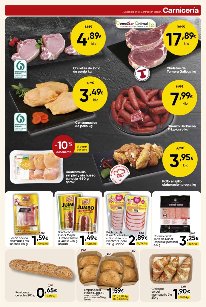 Ofertas de carnicería con carne de cerdo, pollo y embutidos en promoción en Mercamás Casal