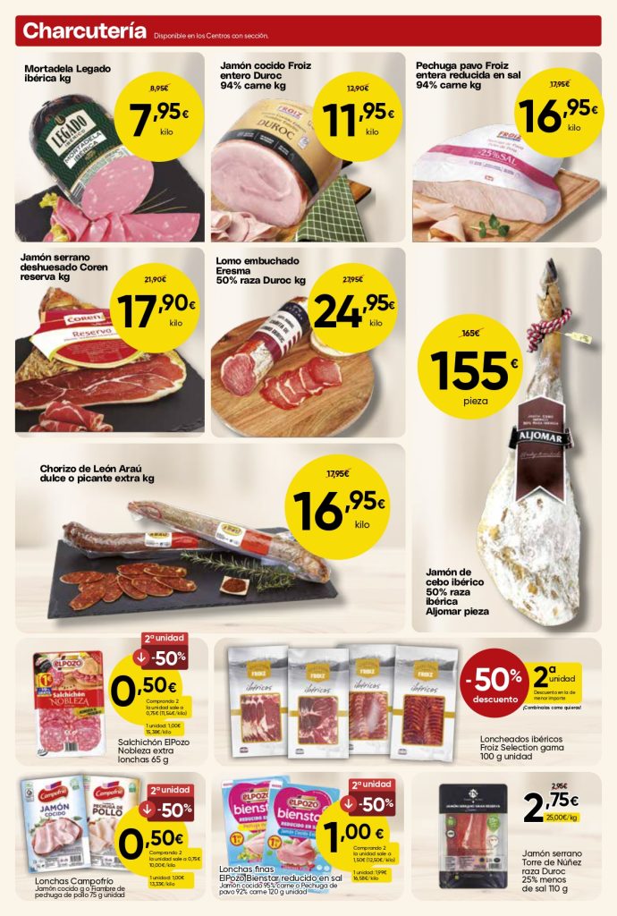 Ofertas de charcutería con jamón, embutidos y productos ibéricos en Mercamás Casal