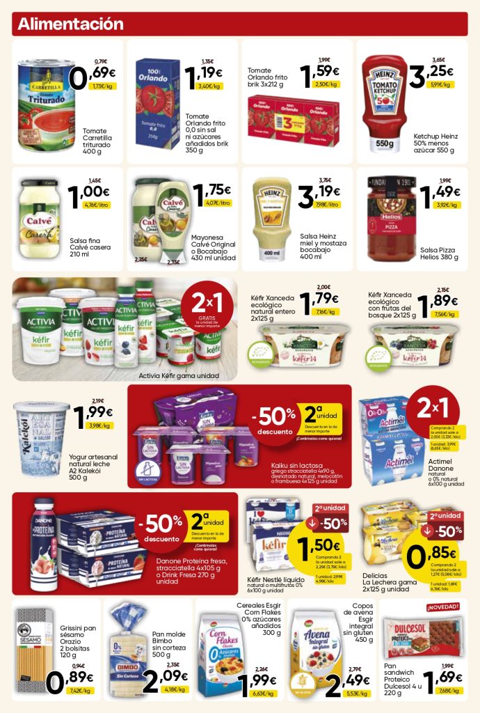 Ofertas de lácteos, yogures, pan y productos de alimentación en Mercamás Casal