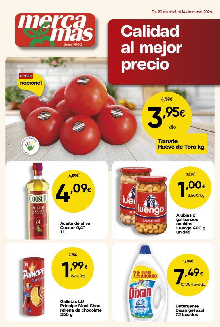 Folleto de ofertas de Mercamás Casal del 29 de abril al 13 de mayo con tomate huevo de toro y productos en promoción