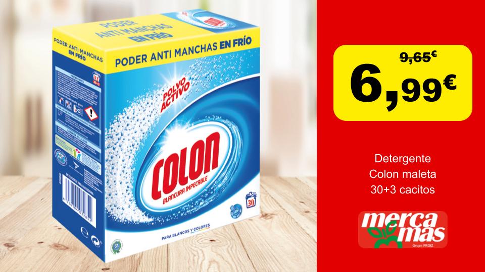 Detergente Colón maleta 30+3 cacitos en oferta en Mercamas Casal.