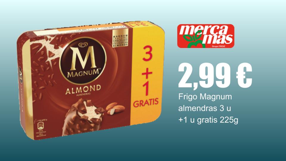 Helado Magnum almendras 3 más 1 gratis en oferta en Mercamas Casal