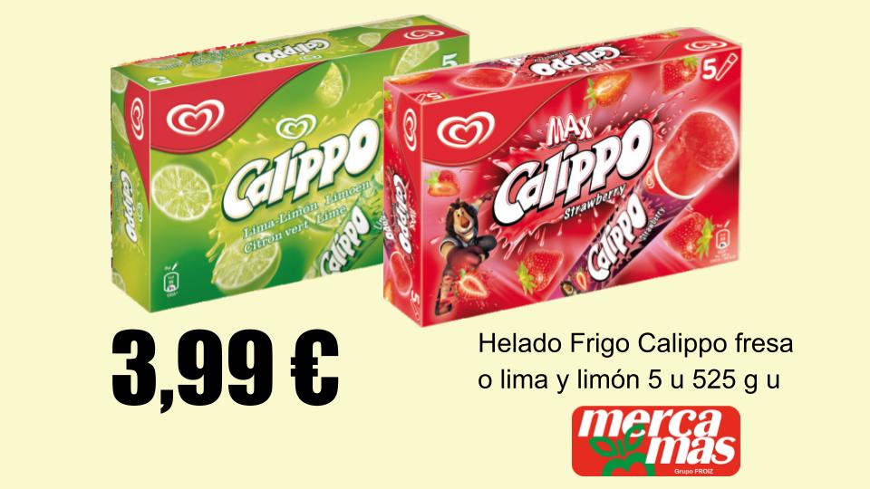 Oferta de helados Calippo lima limón y fresa en Mercamás Casal