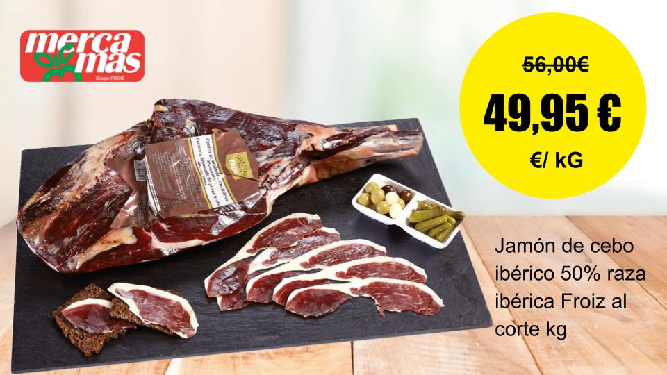 Jamón de cebo ibérico Froiz al corte en oferta en Mercamas Casal