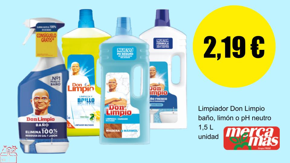 Oferta de limpiador Don Limpio baño limón y pH neutro en Mercamás Casal