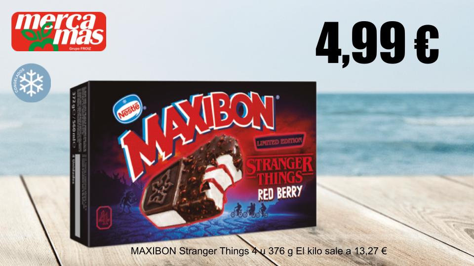 Helado Maxibon Stranger Things de 4 unidades en oferta en Mercamas Casal.