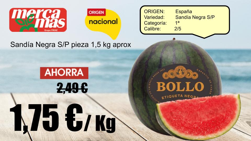 Sandía negra sin pepitas por kilos en oferta en Mercamas Casal.