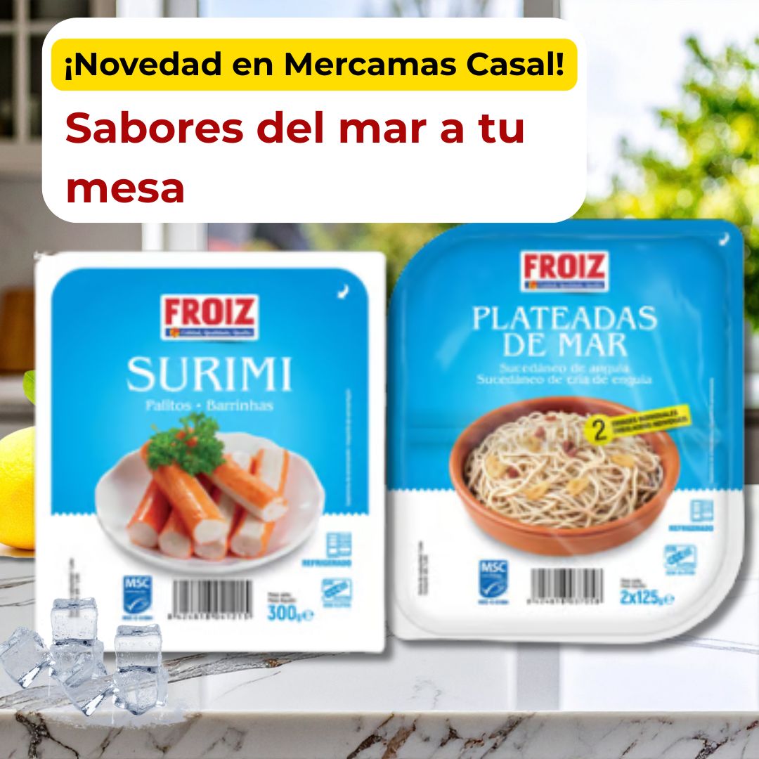 Productos Froiz de surimi y plateadas de mar en ambiente fresco y veraniego en Mercamás Casal