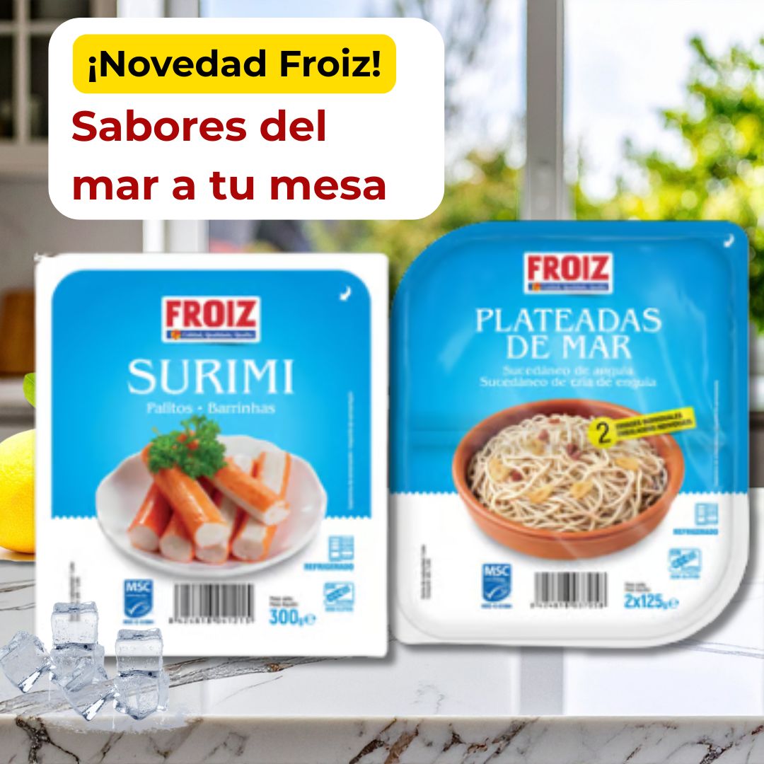 Productos Froiz de surimi y plateadas de mar en ambiente fresco y veraniego en Mercamás Casal