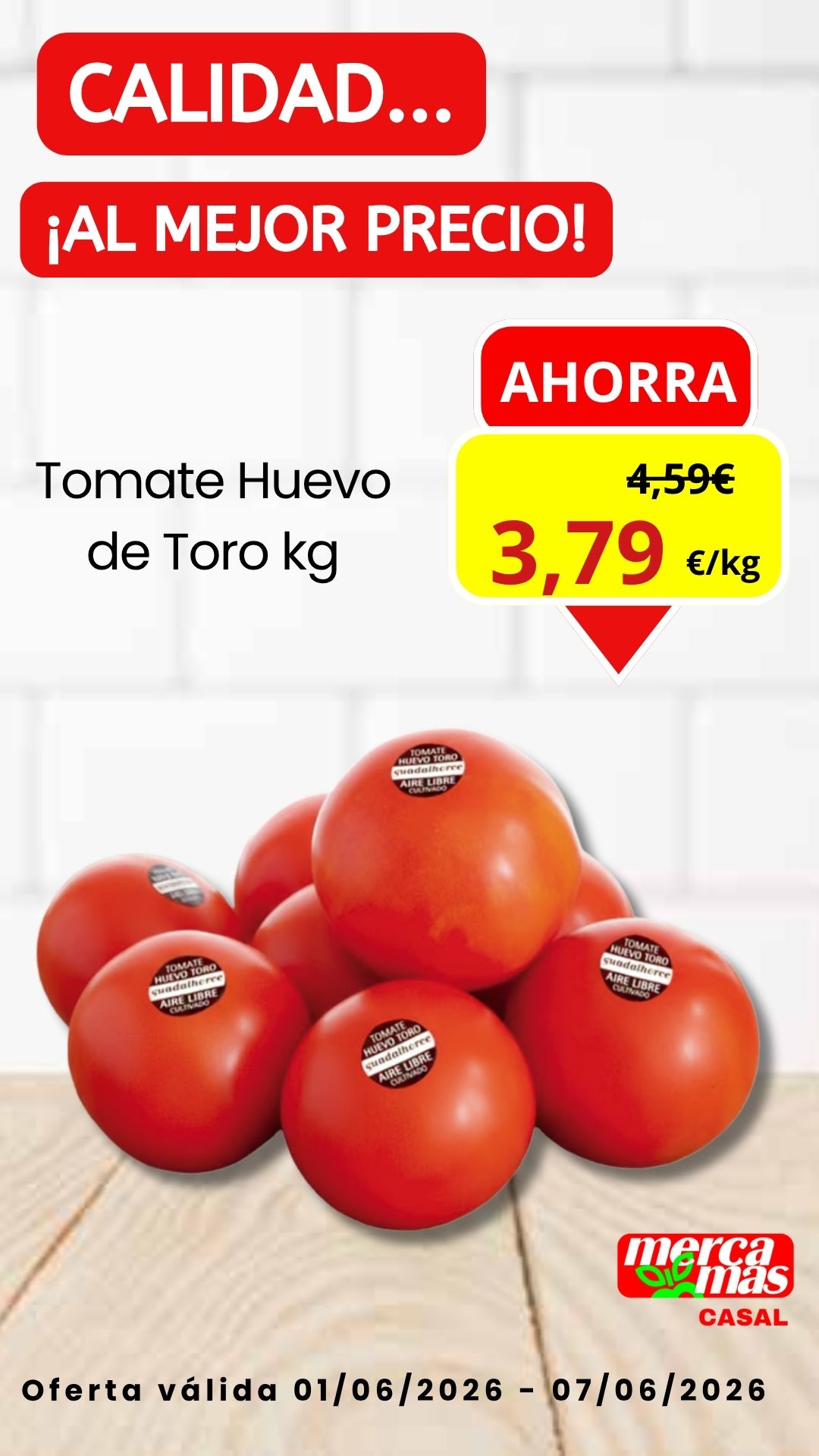 Oferta tomate huevo de toro fresco en Mercamás Casal