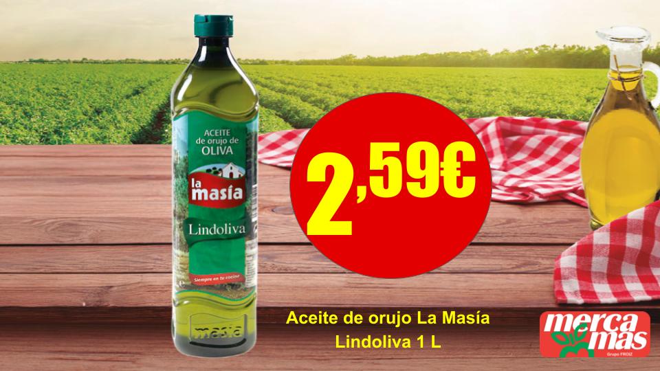 Aceite de orujo La Masía Lindoliva 1 litro en oferta en Mercamas Casal