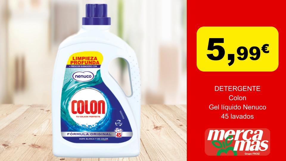 Detergente Colon Gel Líquido Nenuco 45 lavados en oferta en Mercamás Casal por 5,99 €.