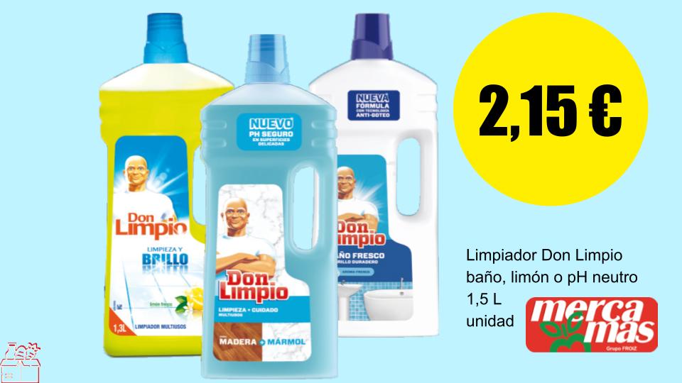 Limpiador Don Limpio para baño, limón o pH neutro de 1,5 litros.