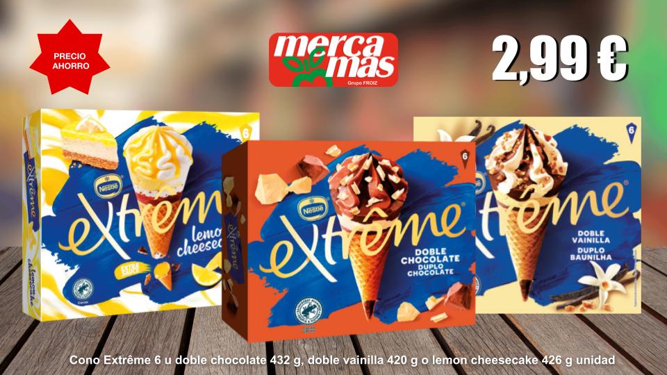 Helados Extreme Nestlé de 6 unidades en variedades seleccionadas.