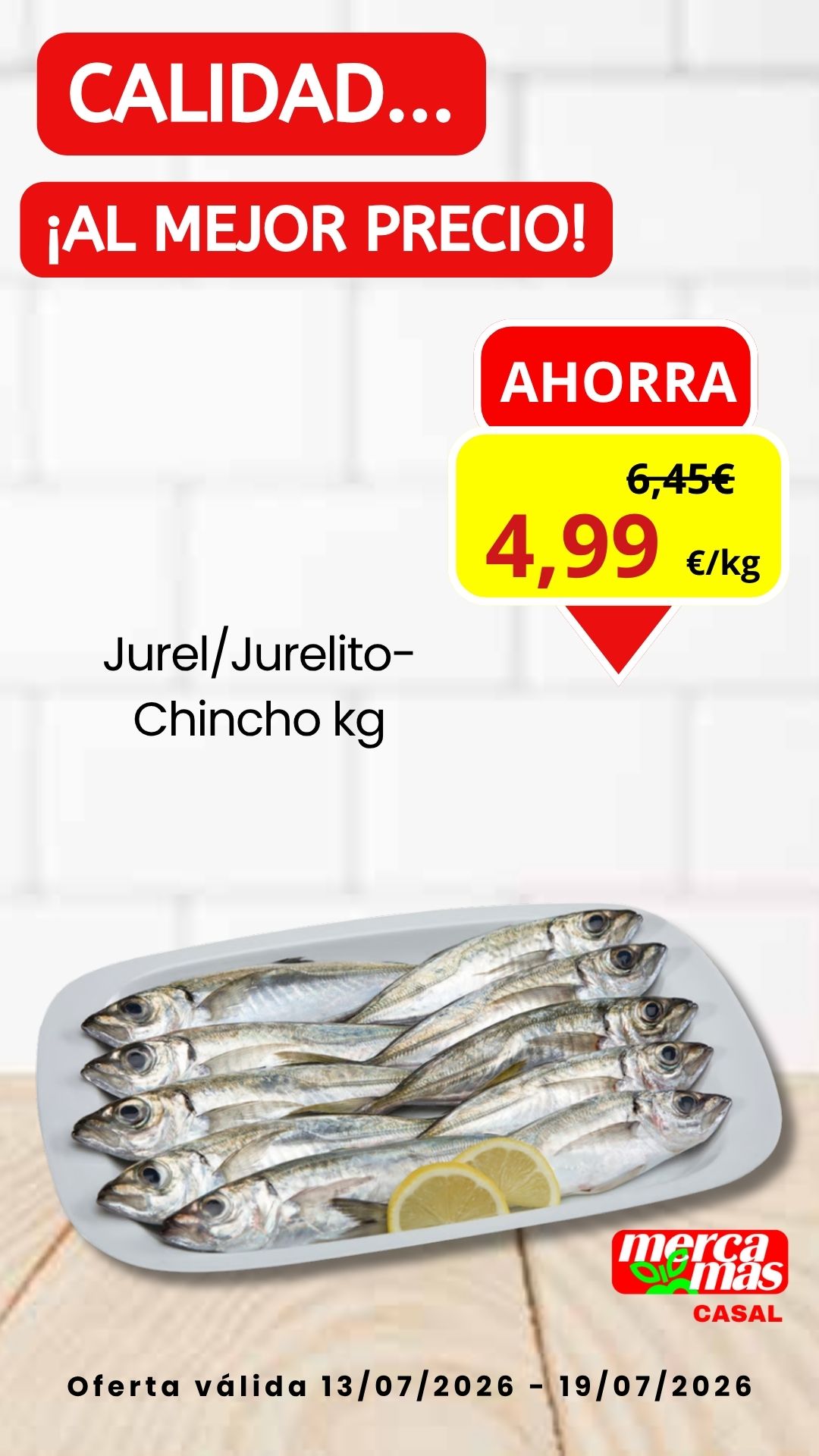 Jurel o jurelito fresco en oferta en Mercamás Casal
