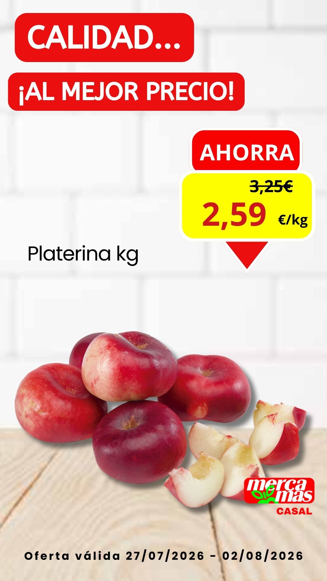 Platerina fresca por kg en oferta semanal en Mercamas Casal.