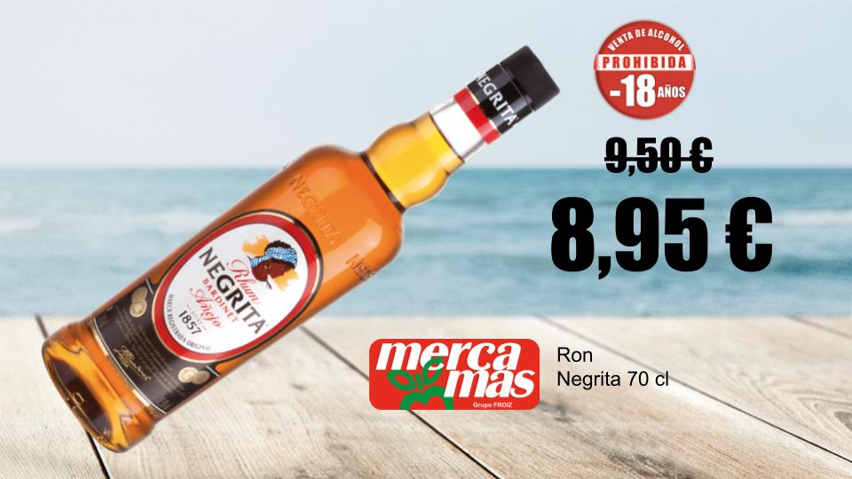 Ron Negrita botella de 70 cl en oferta en Mercamás Casal por 8,95 €.