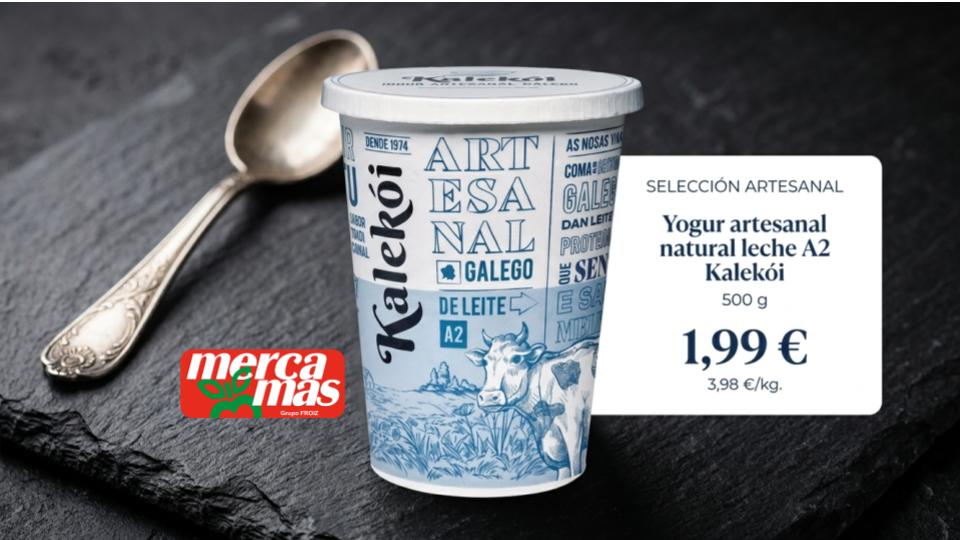 Yogur artesanal natural Kalekói elaborado con leche A2 de 500 g.